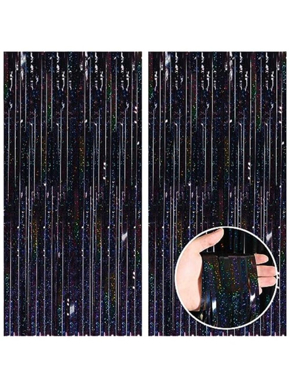 Foil Fringe Backdrop Black Tinsel Curtain Party Decorations Streamers